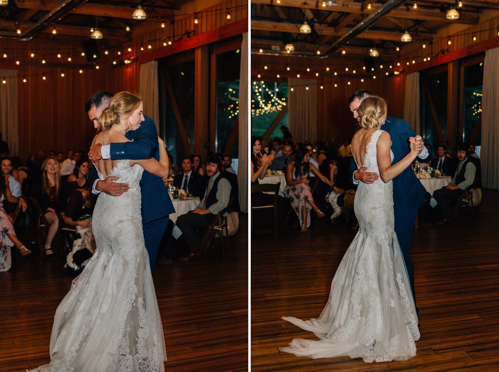 Bride and groom share their first dance at a Sundance reception.